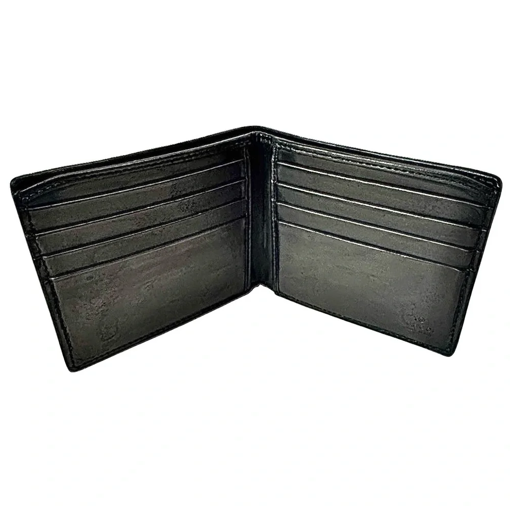 Gucci Black Leather Bifold Wallet GG Logo Silver Hardware Men’s Authentic